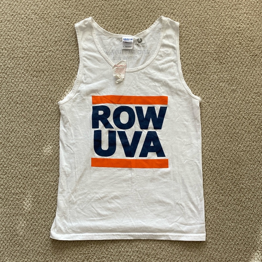 Gildan Row UVA Rowing White Tank Top University of Virginia Unisex Small NWT